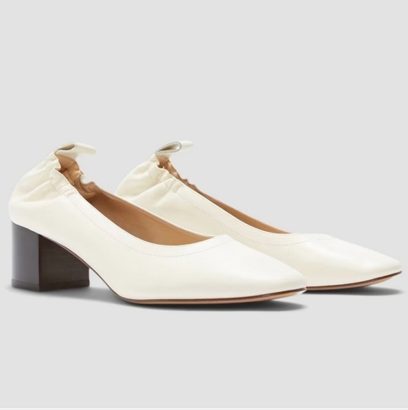 Everlane The Day Heel Cream / White Stacked Block Heel Sz 6 - Picture 3 of 11